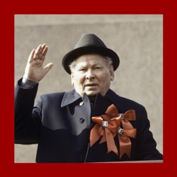 General Secretary of the Communist Party of the Soviet Union Konstantin Chernenko at the platform of Lenin's mausoleum.